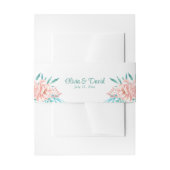 Boho Perzik en Turquoise Bloemenbruiloft Uitnodigingen Wikkel (Voorkant Voorbeeld)