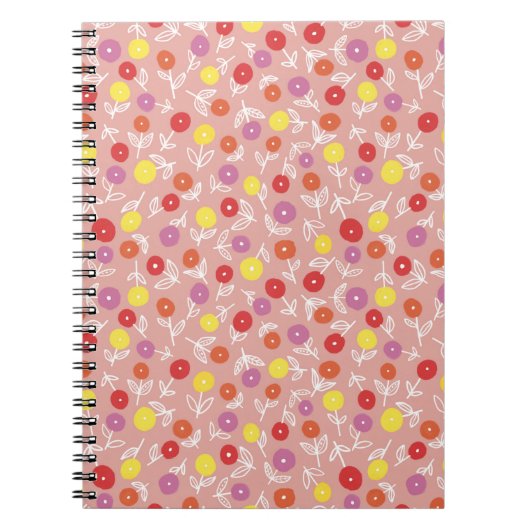 Boho Perzik Pastel Bloemmotief Notitieboek (Voorkant)
