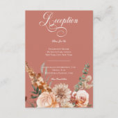 Boho perzik & roest bloemenroest receptie informatiekaartje (Voorkant)
