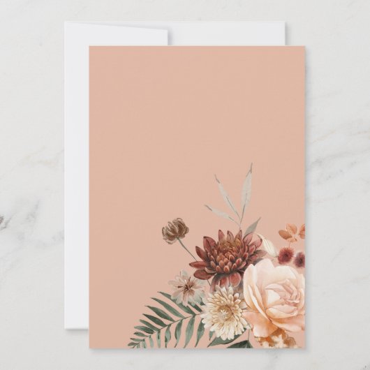 Boho perzik & roest bloemperzik blush bruids brunc kaart (Achterkant)