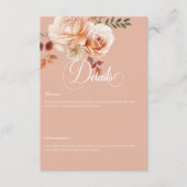 Boho perzik & roest bloemperzik blush Details Informatiekaartje (Voorkant)
