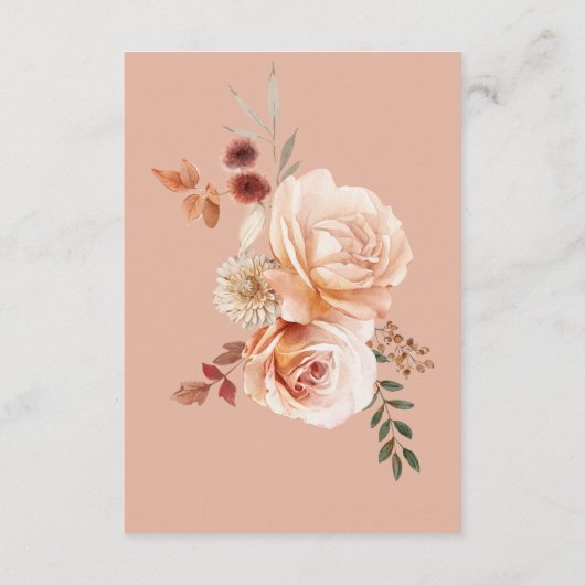 Boho perzik & roest bloemperzik blush Details Informatiekaartje (Achterkant)