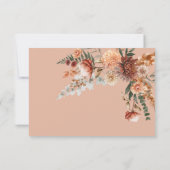 Boho perzik & roest bloemperzik blush QR-code RSVP Kaartje (Achterkant)