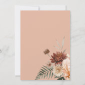 Boho Perzik & Rust Bloemen Perzik Blush Bruiloft Kaart (Achterkant)