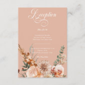 Boho Perzik & Rust Bloemen Perzik Blush Receptie Informatiekaartje (Voorkant)