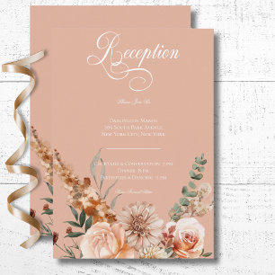 Boho Perzik & Rust Bloemen Perzik Blush Receptie Informatiekaartje
