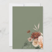 Boho Perzik & Rust Bloemen Salie Groen Bruiloft Kaart (Achterkant)