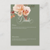 Boho Perzik & Rust Bloemen Salie Groen Details Informatiekaartje (Voorkant)