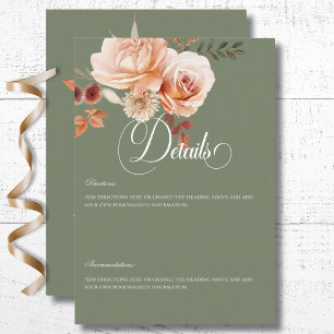 Boho Perzik & Rust Bloemen Salie Groen Details Informatiekaartje