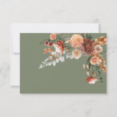 Boho Perzik & Rust Bloemen Salie Groen QR Code RSVP Kaartje (Achterkant)