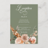 Boho Perzik & Rust Bloemen Salie Groene Receptie Informatiekaartje (Voorkant)