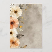 Boho Perzik Waterverf Bloemengoud Spatten Bruiloft Informatiekaartje (Achterkant)
