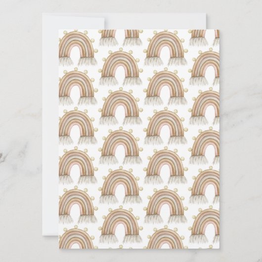 Boho Perzik Waterverf Regenboog Baby shower Kaart (Achterkant)