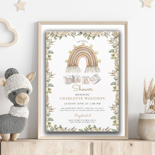 Boho Perzik Waterverf Regenboog Baby shower Kaart