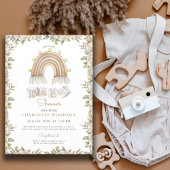Boho Perzik Waterverf Regenboog Baby shower Kaart
