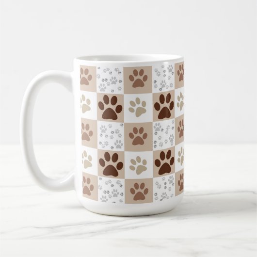 Boho Pet Paw geruit Koffiemok (Links)