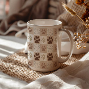 Boho Pet Paw geruit Koffiemok