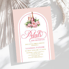 Boho petals and prosecco invite blush gold tones kaart