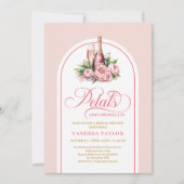 Boho petals and prosecco invite blush gold tones kaart (Voorkant)
