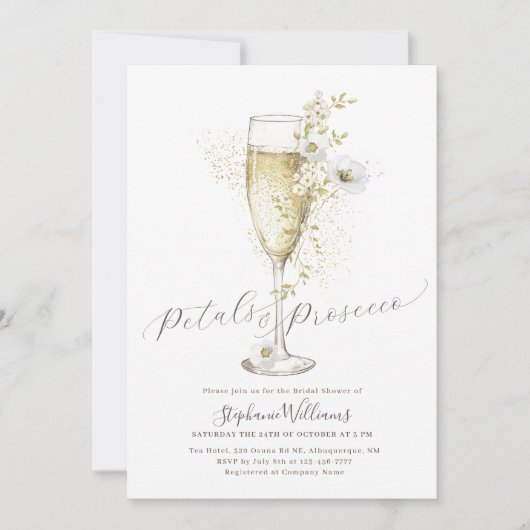 Boho Petals en Prosecco Vrijgezellenfeest Kaart (Voorkant)