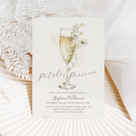 Boho Petals en Prosecco Vrijgezellenfeest Kaart