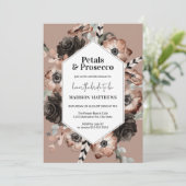 Boho Petals en Prosecco Vrijgezellenfeest Uitnodig Kaart (Staand voorkant)