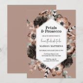Boho Petals en Prosecco Vrijgezellenfeest Uitnodig Kaart (Voorkant / Achterkant)