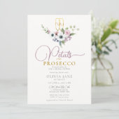 Boho Petals Prosecco Anemones Gold Vrijgezellenfee Kaart (Staand voorkant)
