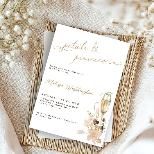 Boho Petals & Prosecco Fancy Script Vrijgezellenfe Kaart