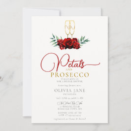 Boho Petals Prosecco Red Roses Goud Vrijgezellenfe Kaart