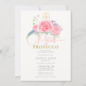Boho Petals Prosecco Roos Coral Gold Vrijgezellenf Kaart (Voorkant)