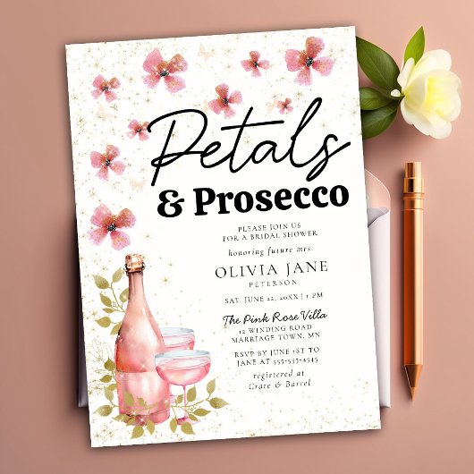Boho Petals Prosecco Whimsical Flora Vrijgezellenf Kaart