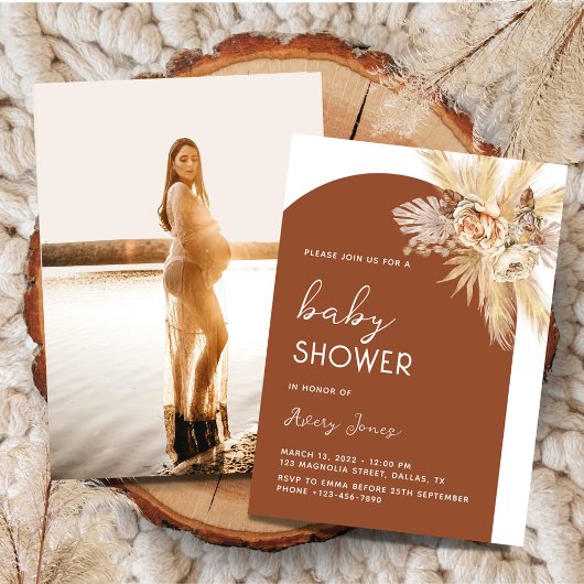 Boho Photo Arch Baby shower Kaart