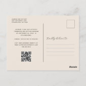 Boho Photo Arch Beige QR-code Bewaar de datum Briefkaart (Achterkant)
