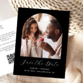 Boho Photo Arch Black QR-code De datum opslaan Briefkaart