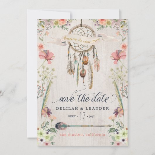 Boho Photo Dreamweaver Save the Date Cards (Voorkant)
