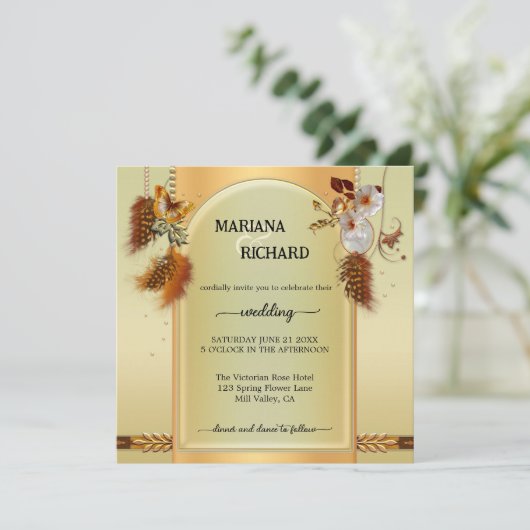 Boho Photo Drocatcher Wedding Invitation Kaart (Staand voorkant)