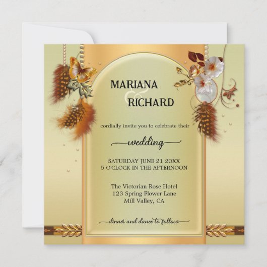 Boho Photo Drocatcher Wedding Invitation Kaart (Voorkant)