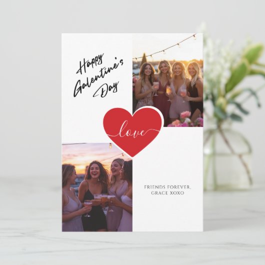 Boho Photo Galantines Day Girly Love Valentijnse  Feestdagenkaart (Staand voorkant)