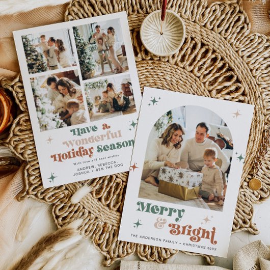 Boho Photo Holiday Kaart Retro Christmas Kaart Arc
