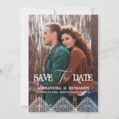 Boho Photo Lace Effect Whimsical Typography Save The Date (Voorkant)