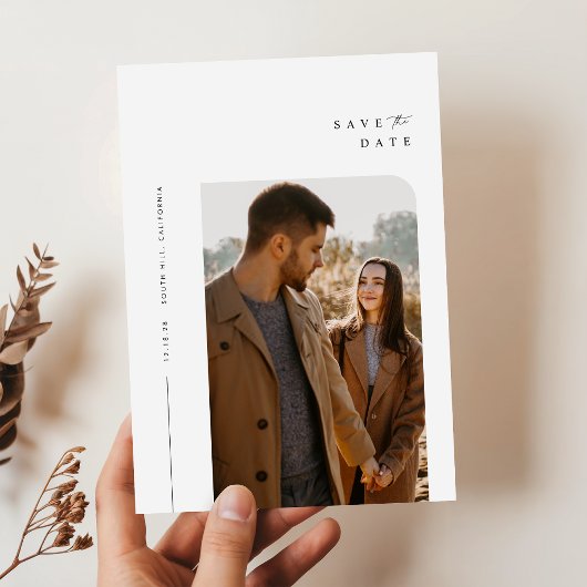 Boho Photo Minimalist Save the Date Kaart
