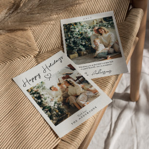 Boho Photo Modern Printable Happy Christmas Feestdagenkaart