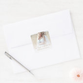 Boho Photo Overlay Gold Script Baby shower Bedankt Vierkante Sticker (Envelop)