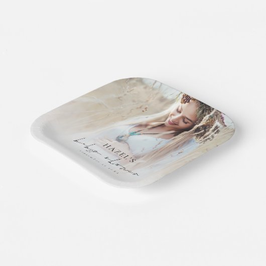 Boho Photo Overlay Script-Baby shower Papieren Bordje (Gebogen)