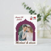 Boho Photo Save The Date | Modern Minimalist Kaart (Staand voorkant)