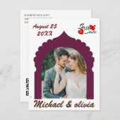 Boho Photo Save The Date | Modern Minimalist Kaart (Voorkant / Achterkant)