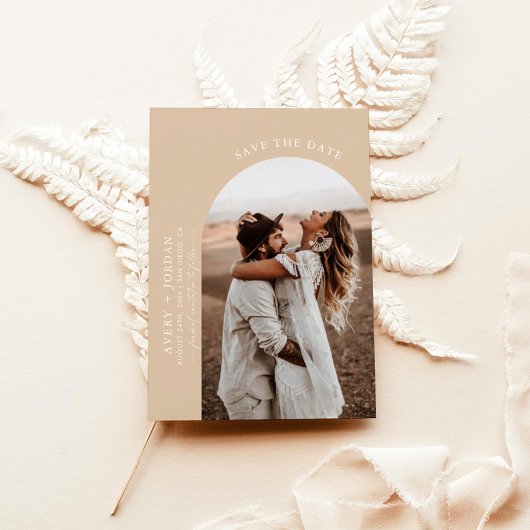 Boho Photo Save the Date | Moderne Minimalistische Kaart
