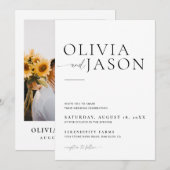 Boho Photo Wedding Invitation, Modern minimalist Kaart (Voorkant / Achterkant)