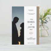 Boho Photo Wedding Invite | Modern minimalist Kaart (Staand voorkant)